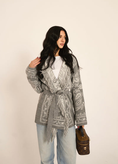 CARDIGAN PAISLEY - Grigio