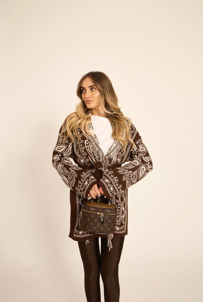 CARDIGAN PAISLEY - Marrone