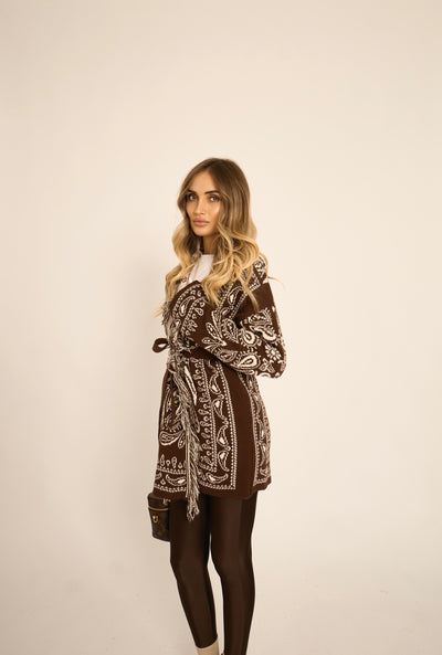 CARDIGAN PAISLEY - Marrone