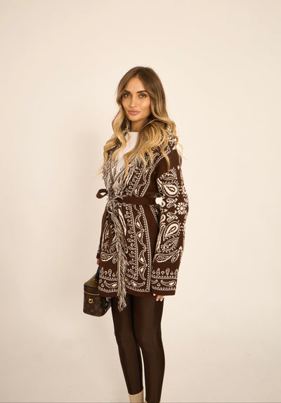 CARDIGAN PAISLEY - Marrone