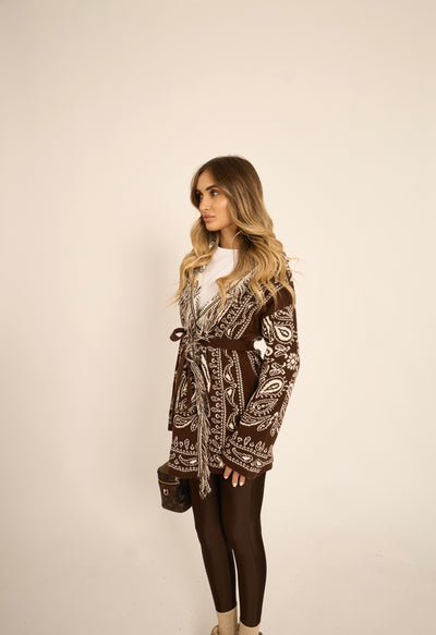 CARDIGAN PAISLEY - Marrone