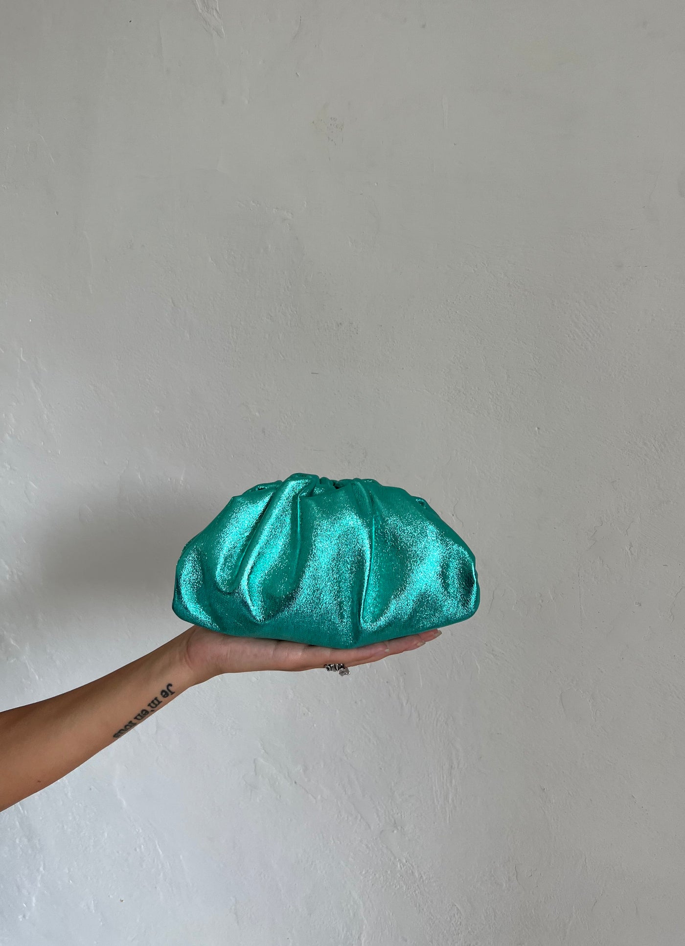 Mini pouch laminata - Verde acqua