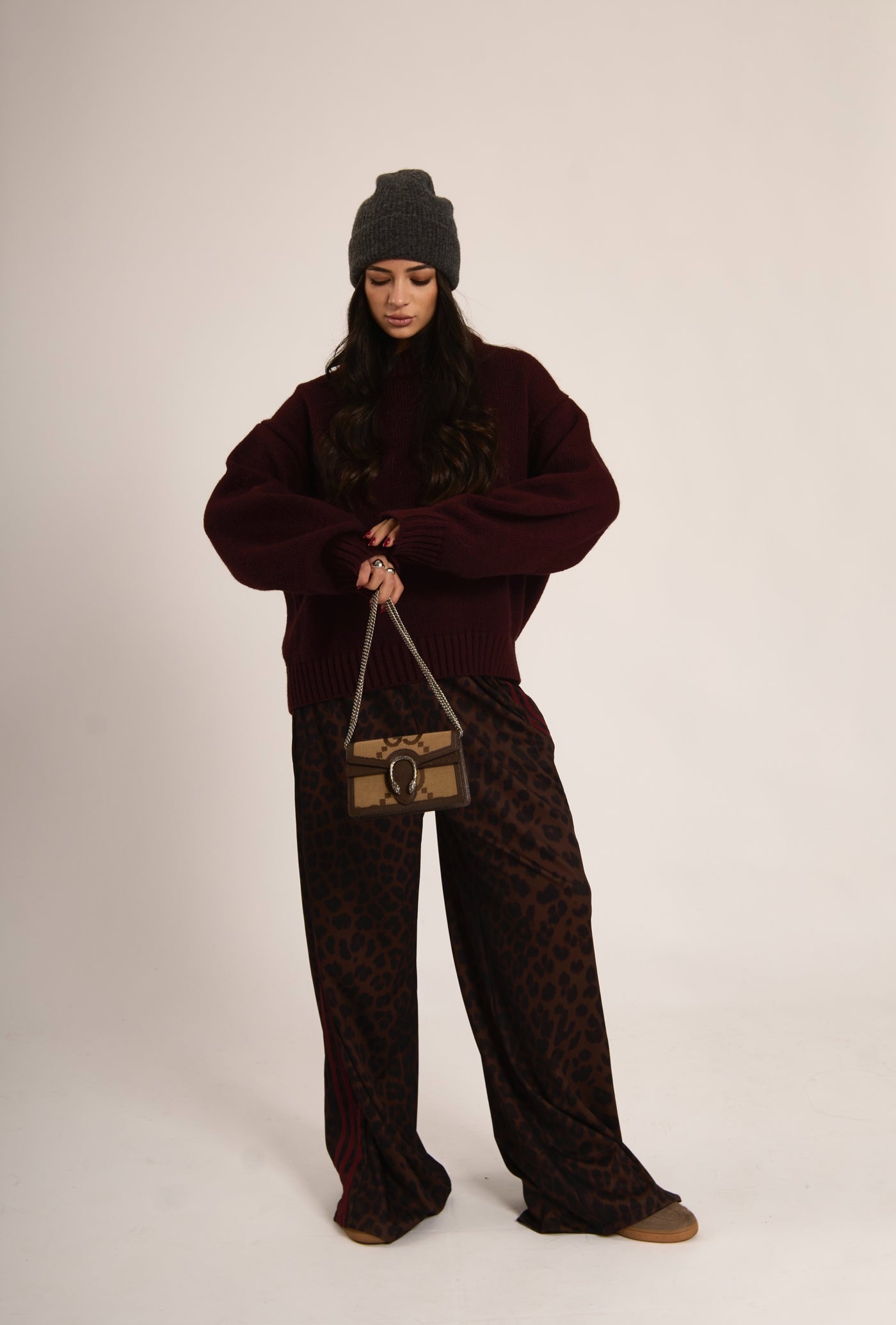 PANTA TUTA ASHLEY - Animalier burgundy