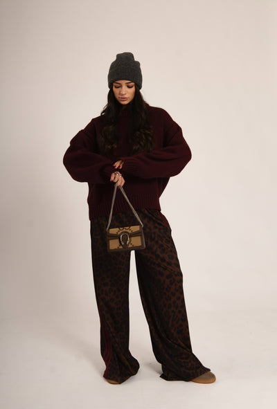 PANTA TUTA ASHLEY - Animalier burgundy