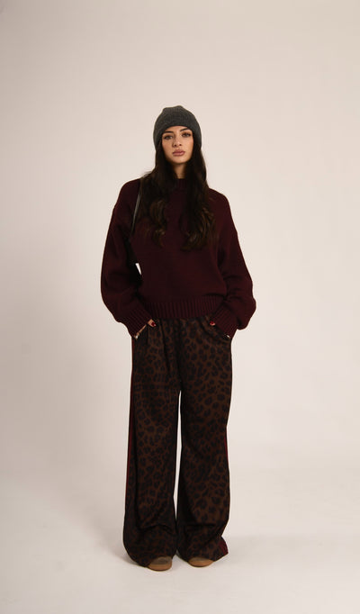 PANTA TUTA ASHLEY - Animalier burgundy