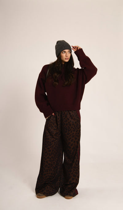 PANTA TUTA ASHLEY - Animalier burgundy