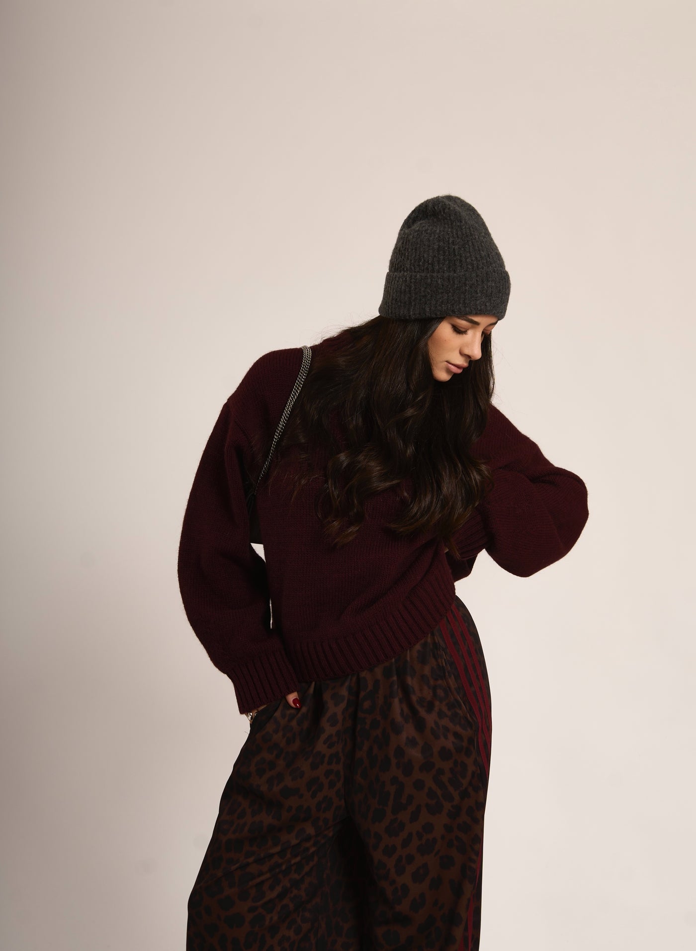 PANTA TUTA ASHLEY - Animalier burgundy