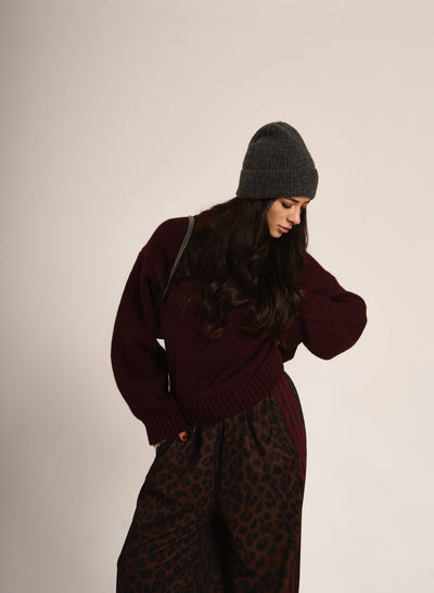 PANTA TUTA ASHLEY - Animalier burgundy