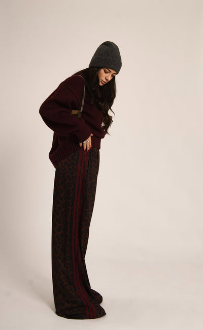 PANTA TUTA ASHLEY - Animalier burgundy