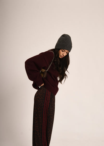 PANTA TUTA ASHLEY - Animalier burgundy