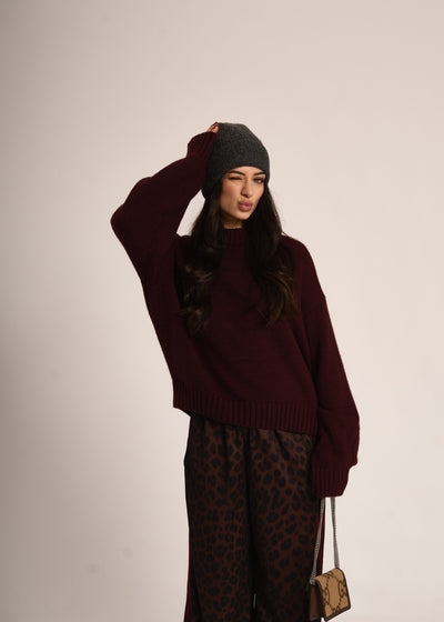 PANTA TUTA ASHLEY - Animalier burgundy