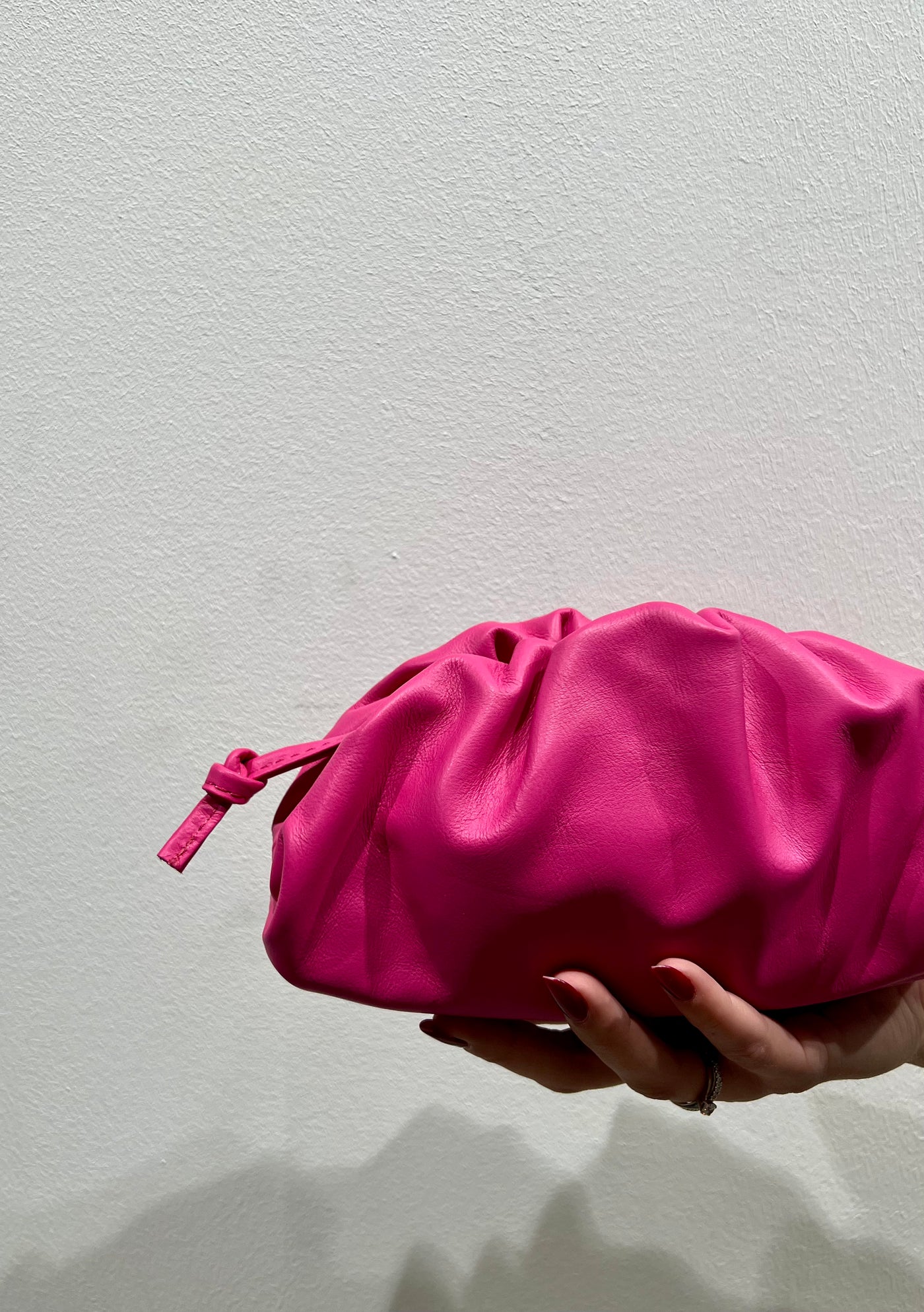 Mini pouch pelle liscia - Fucsia